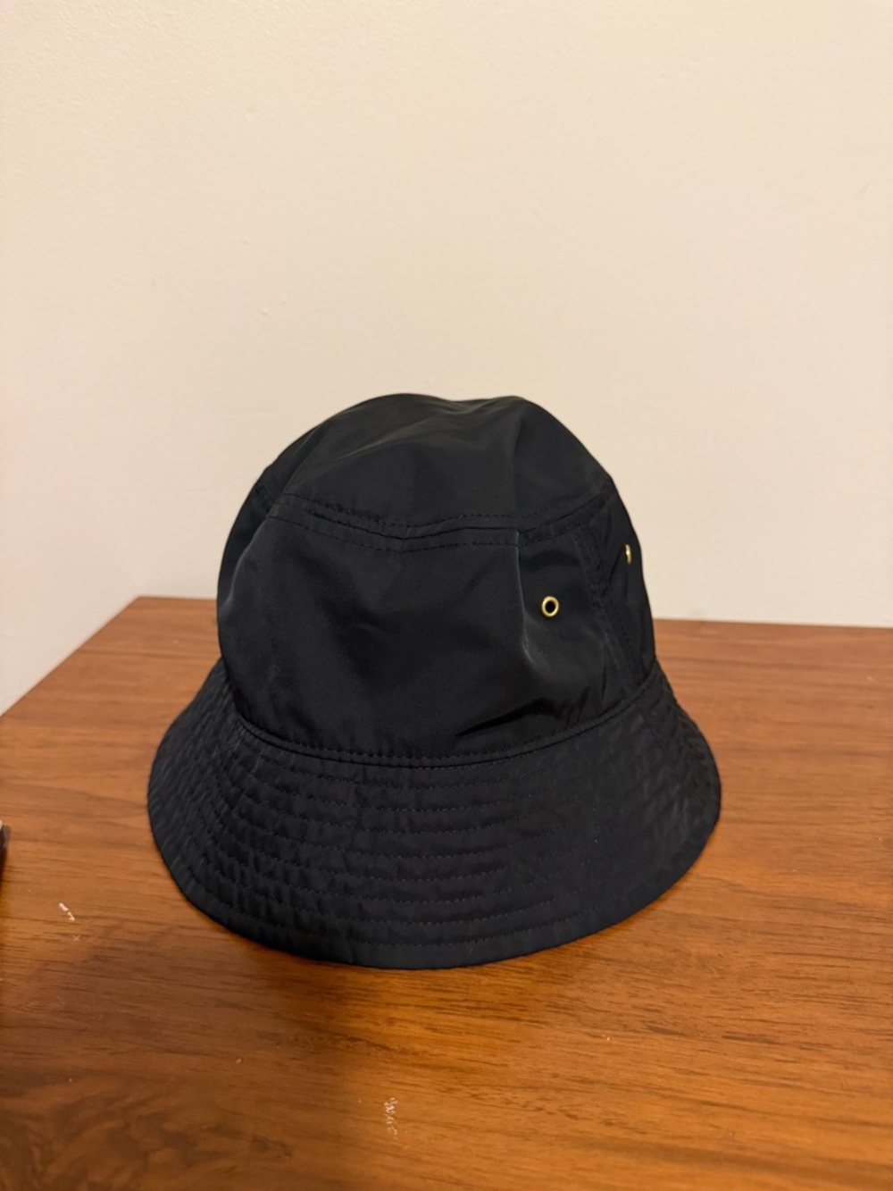H&M Black Bucket Hat with Gold Eyelets